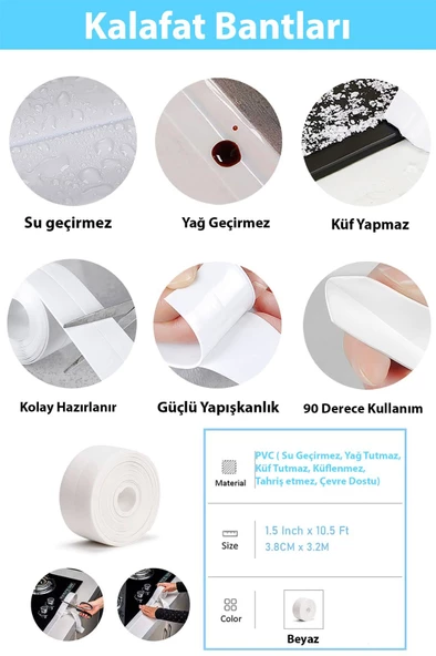 Rowemax Su Sızdırmaz Geçirmez Bant Lavabo Küvet Kenar Bandı 2 li Set - 2