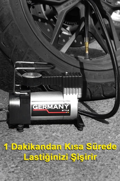 Germany Style12 V Araba Oto Araç Lastik Şişirme Pompası 160 Psi Metal Gövde Kompresör