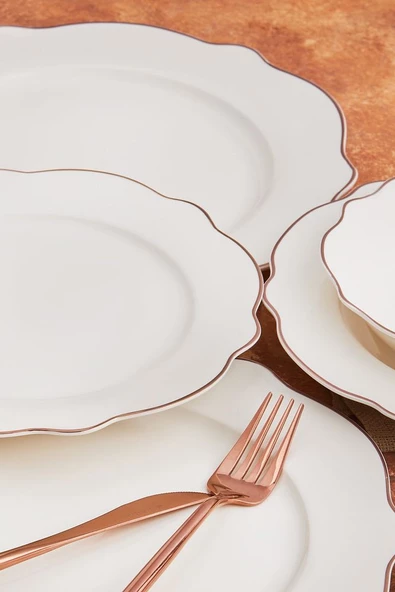 Almond Rose Line 24 Parça 6 Kişilik Porselen Yemek Takımı - 3