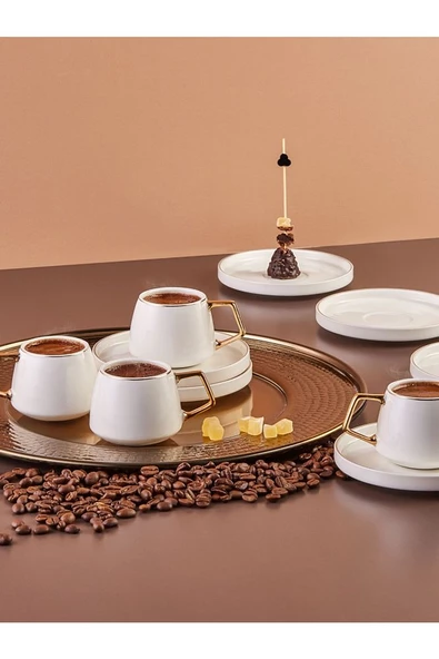 Saturn 6 Kişilik Kahve Fincanı Takımı 90 ml Gold - 3