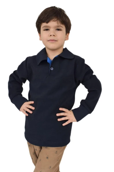 Erkek Çocuk Lacivert Polo Yaka Sweatshirt BGL-ST02435 - 2