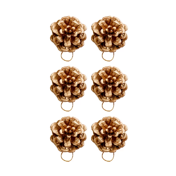 Yılbaşı Çam Ağcı Süsü Altın Kozalak 4 cm 6'lı ürün görseli
