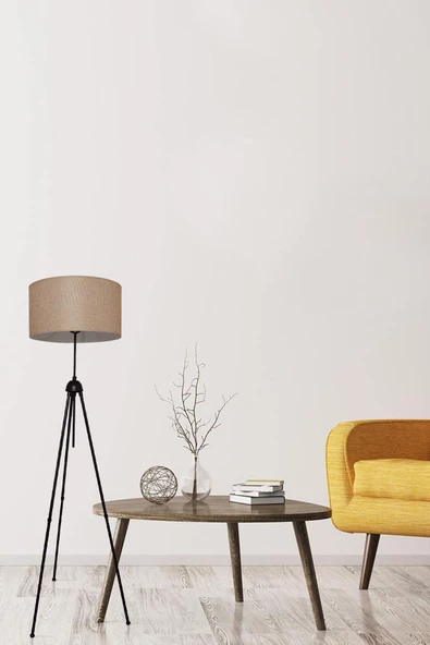 D-light Silindir Başlıklı Sütlü Kahverengi Metal Lambader