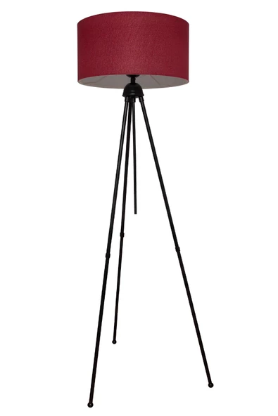 Silindir Başlıklı Bordo Metal Lambader - 2