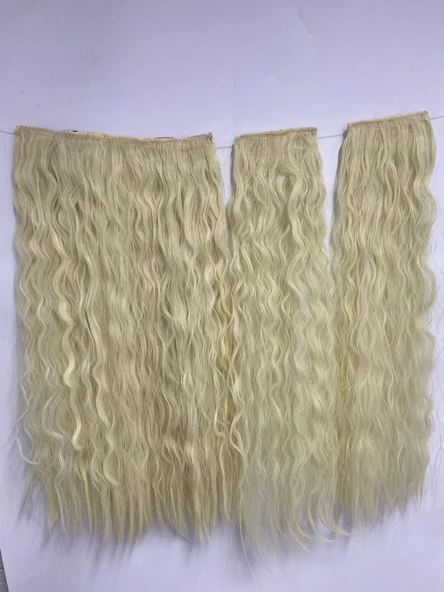 PLATİN Sarısı Afro Dalgalı – 65cm 190 gr. FİBER SENTETİK Çıt Çıt – Renk No:613 - 2