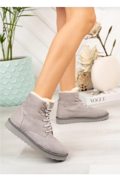 Modatalika İçi Kürklü Bağcıklı Süyet Kadın Bot ürün görseli