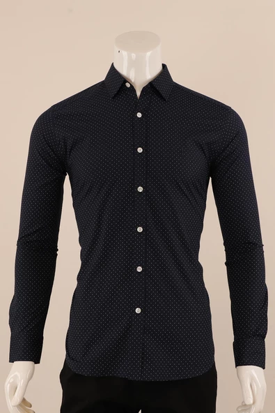Uzun Kol Slim Fit Desenli Gömlek - 2