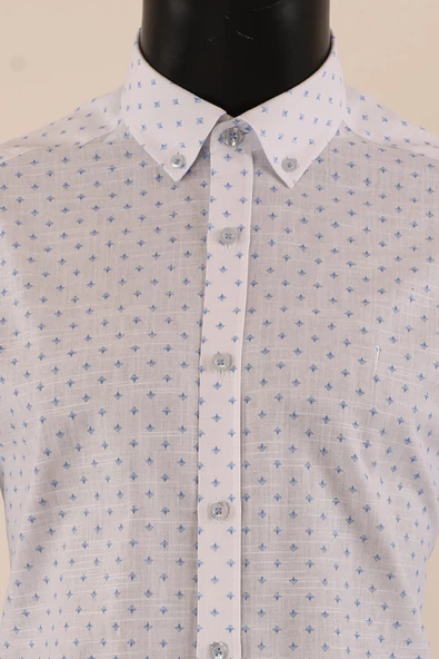 Uzun Kol Slim Fit Desenli Gömlek - 12