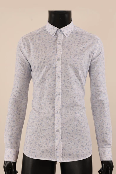 Uzun Kol Slim Fit Desenli Gömlek - 10