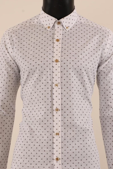Uzun Kol Slim Fit Desenli Gömlek - 7