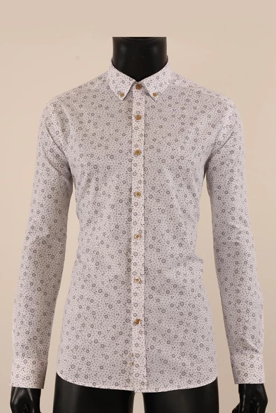 Uzun Kol Slim Fit Desenli Gömlek - 6