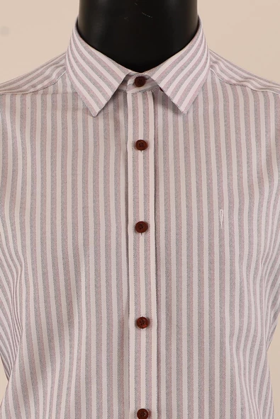 Uzun Kol Regular Fit Çizgili Gömlek - 8