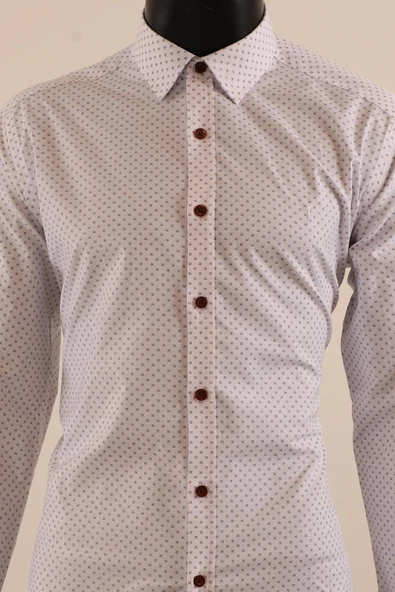 Uzun Kol Slim Fit Desenli Gömlek - Resim 11