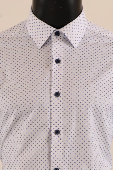 Uzun Kol Slim Fit Desenli Gömlek - Resim 4