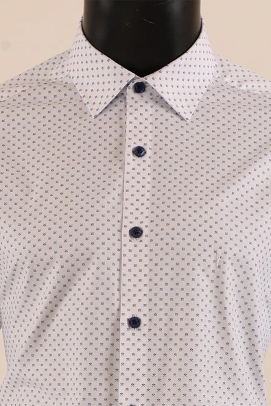 Uzun Kol Slim Fit Desenli Gömlek - Resim 8