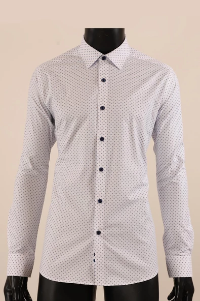 Uzun Kol Slim Fit Desenli Gömlek - Resim 6