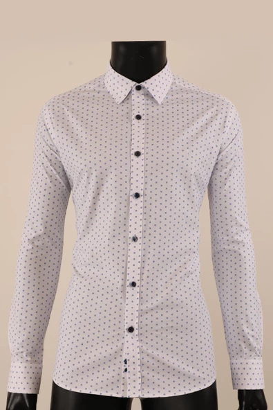 Uzun Kol Slim Fit Desenli Gömlek - 10