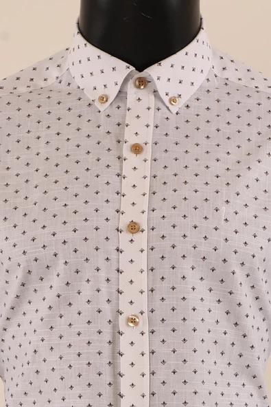 Uzun Kol Slim Fit Desenli Gömlek - 8