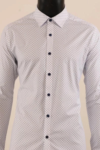 Uzun Kol Slim Fit Desenli Gömlek - Resim 7