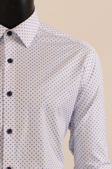 Uzun Kol Slim Fit Desenli Gömlek - Resim 5