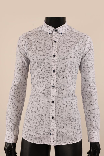 Uzun Kol Slim Fit Desenli Gömlek - 2