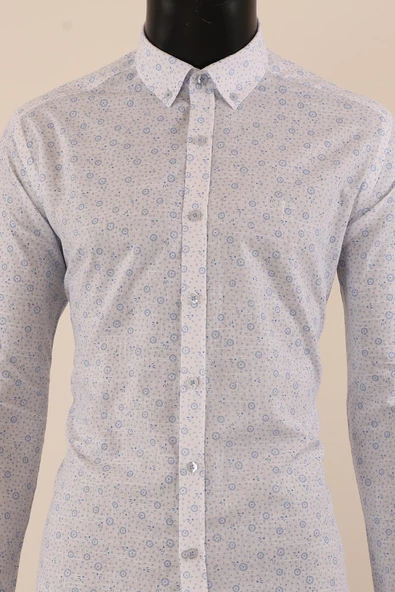 Uzun Kol Slim Fit Desenli Gömlek - 11