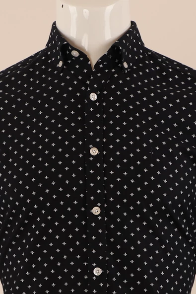 Uzun Kol Slim Fit Desenli Gömlek - 4