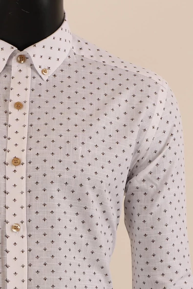 Uzun Kol Slim Fit Desenli Gömlek - 9