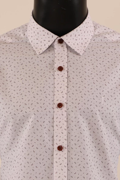 Uzun Kol Slim Fit Desenli Gömlek - 12