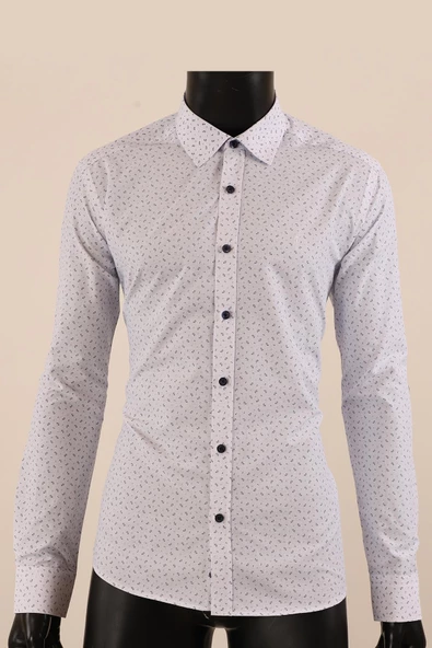 Uzun Kol Slim Fit Desenli Gömlek - 6