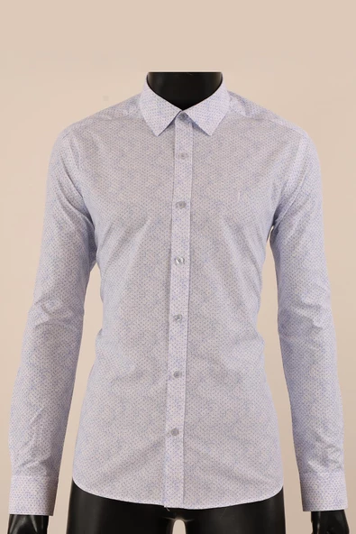 Uzun Kol Slim Fit Desenli Gömlek - 10