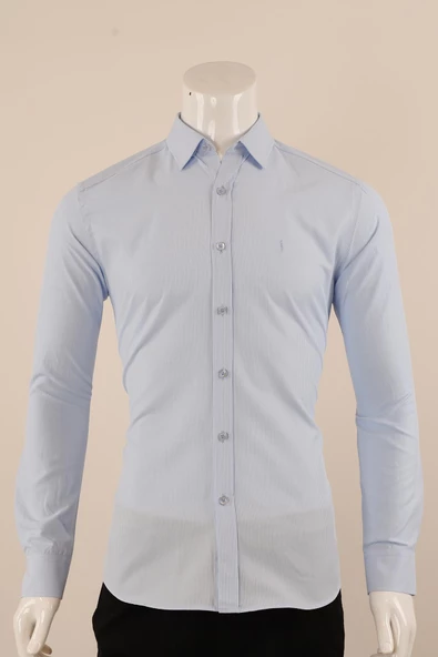 Uzun Kol Slim Fit Çizgili Gömlek - 2
