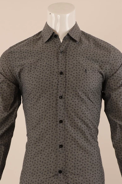 Uzun Kol Slim Fit Desenli Gömlek - 3