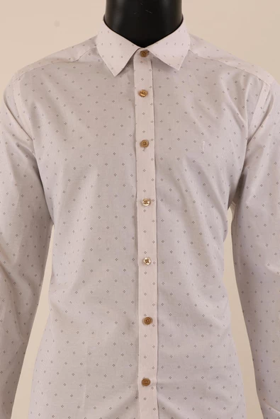 Uzun Kol Slim Fit Desenli Gömlek - 11