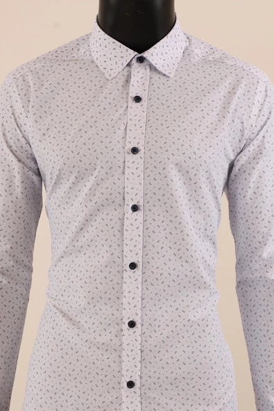 Uzun Kol Slim Fit Desenli Gömlek - 7