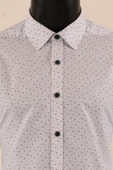 Uzun Kol Slim Fit Desenli Gömlek - 4