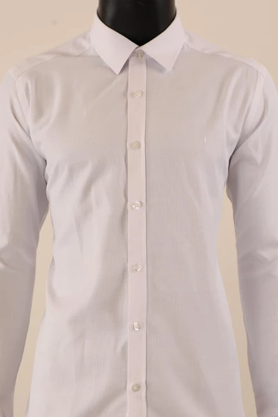 Uzun Kol Slim Fit Çizgili Gömlek - 3