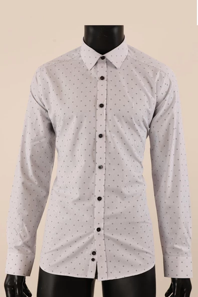 Uzun Kol Slim Fit Desenli Gömlek - 6