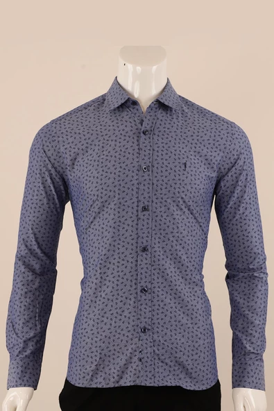 Uzun Kol Slim Fit Desenli Gömlek - 10