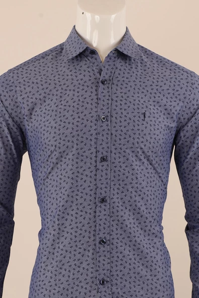Uzun Kol Slim Fit Desenli Gömlek - 11