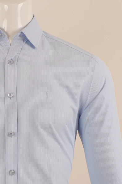 Uzun Kol Slim Fit Çizgili Gömlek - 5