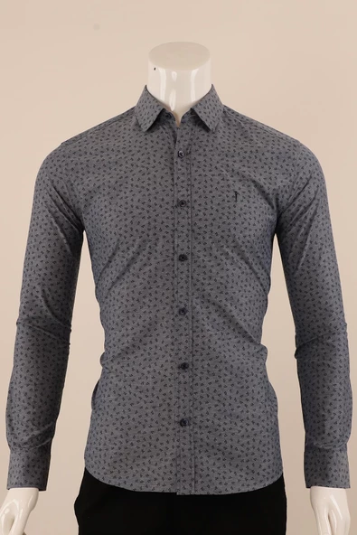 Uzun Kol Slim Fit Desenli Gömlek - 6