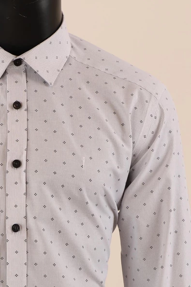 Uzun Kol Slim Fit Desenli Gömlek - 9