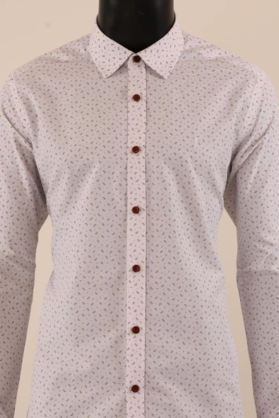 Uzun Kol Slim Fit Desenli Gömlek - 11