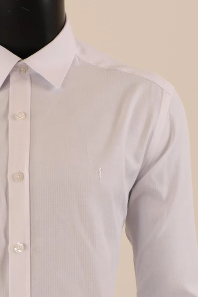 Uzun Kol Slim Fit Çizgili Gömlek - 5