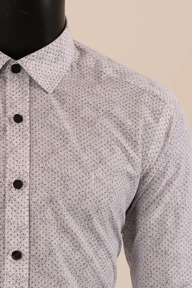 Uzun Kol Slim Fit Desenli Gömlek - 9