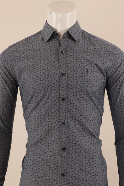 Uzun Kol Slim Fit Desenli Gömlek - 7