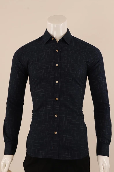 Uzun Kol Slim Fit Desenli Gömlek - 2