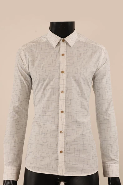 Uzun Kol Slim Fit Desenli Gömlek - 10