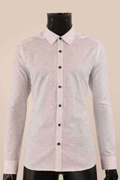 Uzun Kol Slim Fit Desenli Gömlek - 6